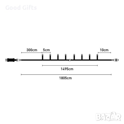 300 LED Коледни лампички, Наситено Топло бяло, 18м, снимка 4 - Лед осветление - 42712580