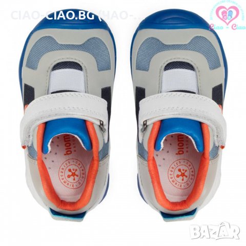 №20, BIOMECANICS / БИОМЕХАНИКС Бебешки обувки за прохождане за момче сиво-сини с оранжеви акцент, снимка 4 - Бебешки обувки - 38170182