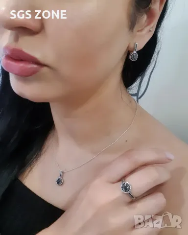 Обеци с Естествен Диамант, снимка 5 - Обеци - 49621777