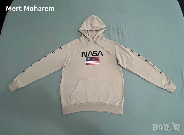 Суитшър H&M NASA с качулка, като ново, размер M, бежов