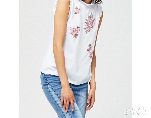 Памучен топ в бяло Moodo - L, снимка 1