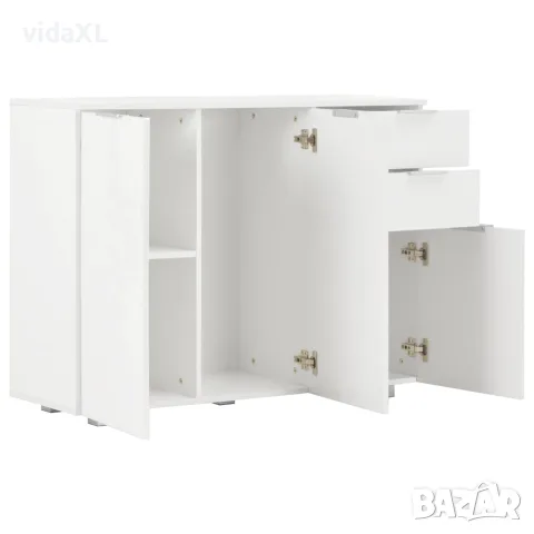 vidaXL Бюфет, бяло със силен гланц, 107x35x80,5 см, снимка 4 - Бюфети - 56146552