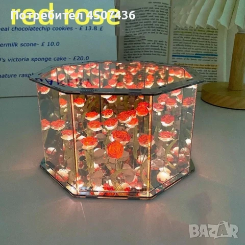 Ръчно изработена 3-Д LED нощна лампа с Рози, Направи си сам домашен декор, снимка 9 - Настолни лампи - 50813476