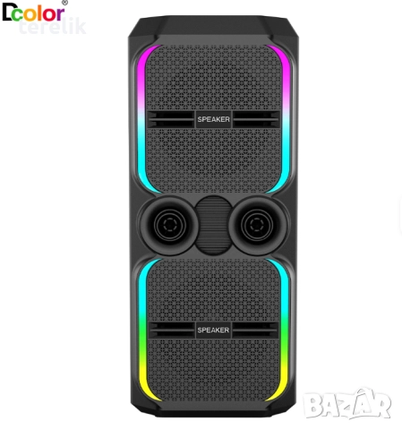 -50лв🔊 Xbass 200W 6000mah Професионална караоке тонколона ABS-12202 – 12”×2, Bluetooth, 2 микрофонa, снимка 7 - Караоке - 51831095