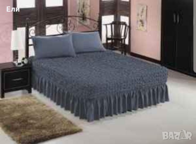Еластични калъфи за спалня с 2бр декоративни калъфки , снимка 2 - Покривки за легло - 33854904