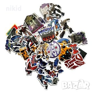 50 БР Трансформерс transformers самозалепващи лепенки стикери за украса декор картонена торта и др, снимка 3 - Други - 37588651