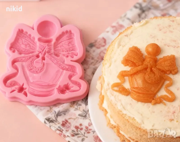 Бутилка шише с пандела парфюм силиконов молд форма фондан шоколад гипс, снимка 2 - Форми - 52667036