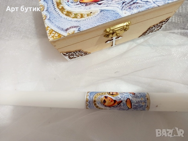 Бароков арт комплект за свето Кръщение , модел Св. Богородица, снимка 12 - Декорация - 52741287