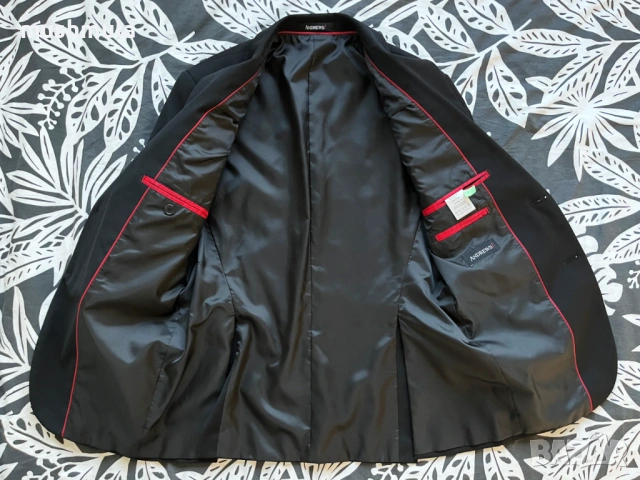 Черен костюм вискоза Andrews 48/M - обличан веднъж, снимка 6 - Костюми - 53288866