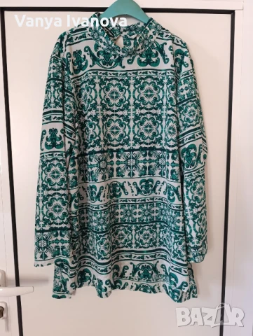 H&M блуза в бяло и зелено ХЛ, снимка 2 - Блузи с дълъг ръкав и пуловери - 51318571