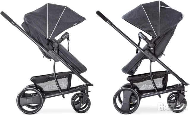 Hauck Pacific 4 Shop’n Drive Set – 3 в 1 Бебешка Количка, Столче за Кола и Трансформиращ се Кош Сива, снимка 3 - Детски колички - 52361271