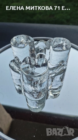 Масивен свещник от кристално стъкло сякаш изваян от лед, снимка 2 - Декорация за дома - 52819041