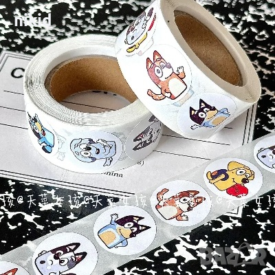 100 бр Блуи и Бинго Bluey Bingo малки самозалепващи лепенки стикери за ръчна изработка за подарък, снимка 4 - Други - 44737350