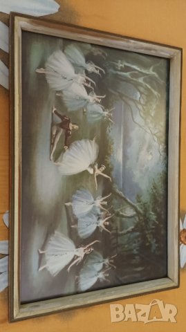 Винтидж картина, щампа, принт на Карлота Едуардс Балетна сцена Лебедово езеро. , снимка 4 - Антикварни и старинни предмети - 42102764