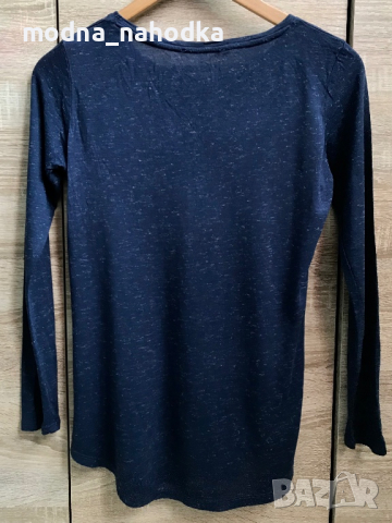 Тънка дамска блуза в тъмносиньо , снимка 3 - Блузи с дълъг ръкав и пуловери - 36498251