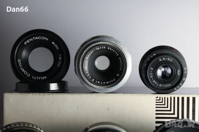 Лот М42 обективи - Pancolar 1,8/50, Tessar 2,8/50, Pentacon 1,8/50, Primotar 3,5/50, Industar 50mm, снимка 2 - Обективи и филтри - 56224347