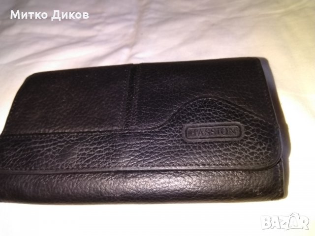 Портмоне кожено Хейшън черно мат 155х95мм