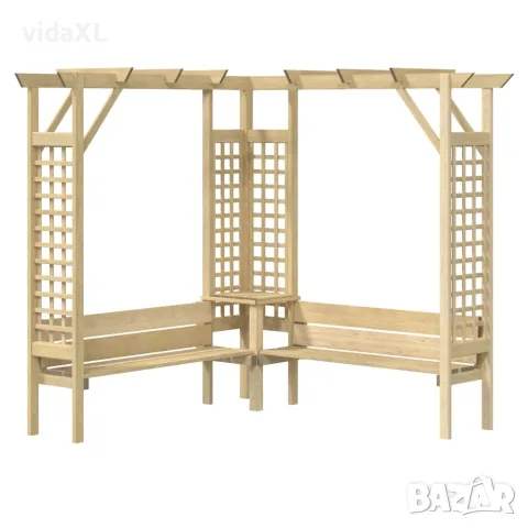 vidaXL Ъглова пергола с пейка, импрегнирана борова дървесина（SKU: 44950）