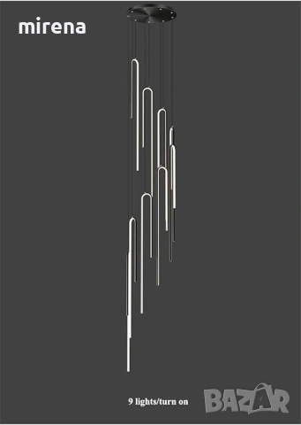 LED ЛЕД геометрична дълга висяща лампа димируема, модерна висяща, снимка 3 - Лампи за таван - 53298311