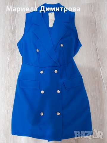 НОВА синя рокля с чантичка, снимка 3 - Рокли - 33716467