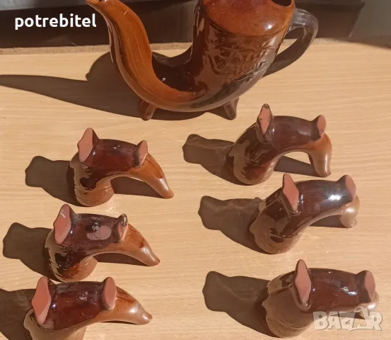Керамичен сервиз 6+1 от 60те г. на ХХ век. Шатра Хан Крум, снимка 3 - Антикварни и старинни предмети - 55824247