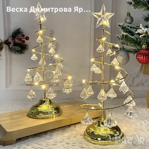 Акумулаторна нощна лампа LED нощна лампа коледна елха с ефект от диаманти, снимка 2 - Декорация за дома - 47309706