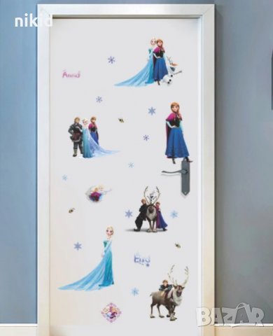 * Замръзналото Кралство frozen Елза всички герои самозалепващ стикер лепенка за детска стая стена 