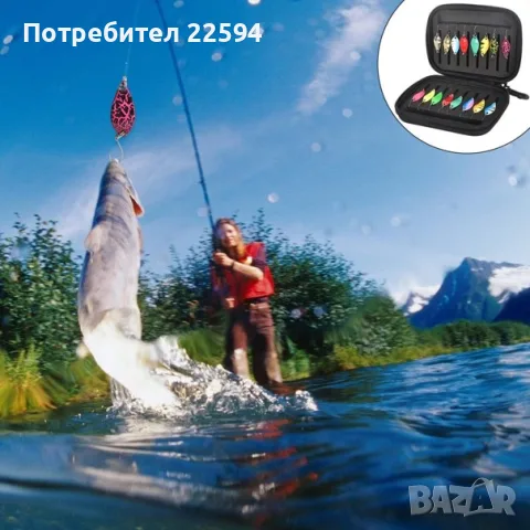 Комплект риболовни блесни/клатушки , 16 бр.  с несесер за съхранение – Многоцветни, снимка 3 - Такъми - 55879960