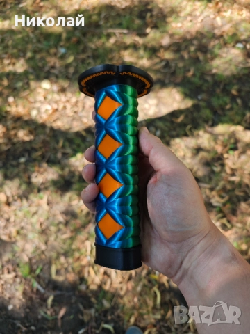 Меч катана с хамелеонова зелено и синя оплетка и разтегателно острие, снимка 2 - Образователни игри - 51573986