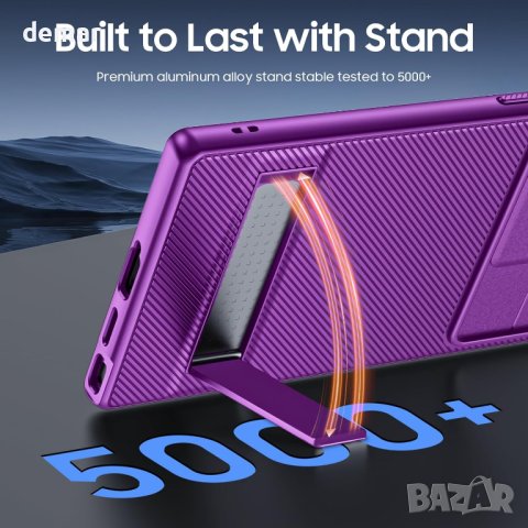 Калъф Vizvera за Samsung GalaxyS24 Ultra с поставка, плъзгащ се капак на камерата 6,8"-матово лилаво, снимка 5 - Калъфи, кейсове - 44375657