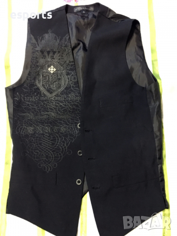 Мъжка жилетка Monarchy Black Embroidery S Small Rare Vest в черно, снимка 3 - Костюми - 36551727