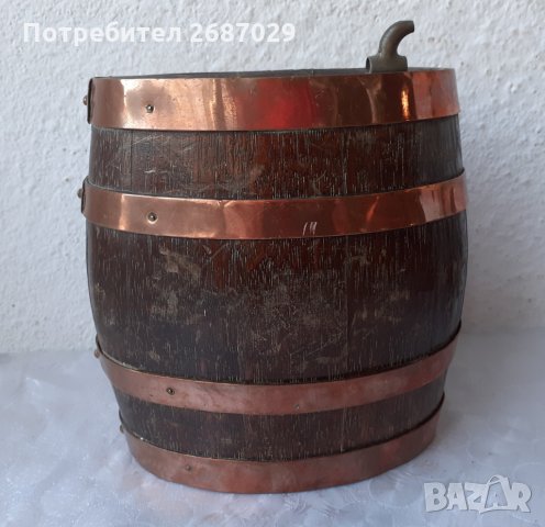 Дървено буре с медни обръчи и стойка, снимка 8 - Други - 31658196