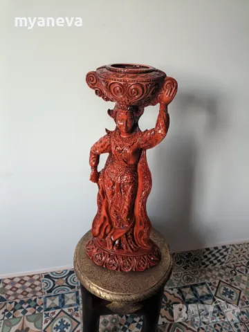 Азиатска статуетка, танцьорка, ваза за сухи цветя. , снимка 12 - Статуетки - 48759033