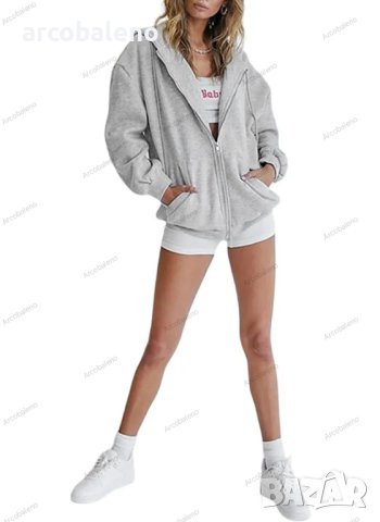 Дамски суичър с цип и качулка, 6цвята, снимка 16 - Суичъри - 42093112