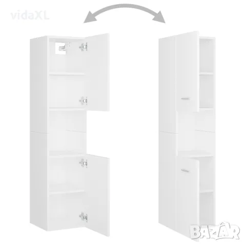 vidaXL Шкаф за баня, бял, 30x30x130 см, инженерно дърво, снимка 5 - Шкафове - 56147759