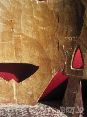 Стара дървена маска от Азия, дърворезба, снимка 3 - Колекции - 30346997