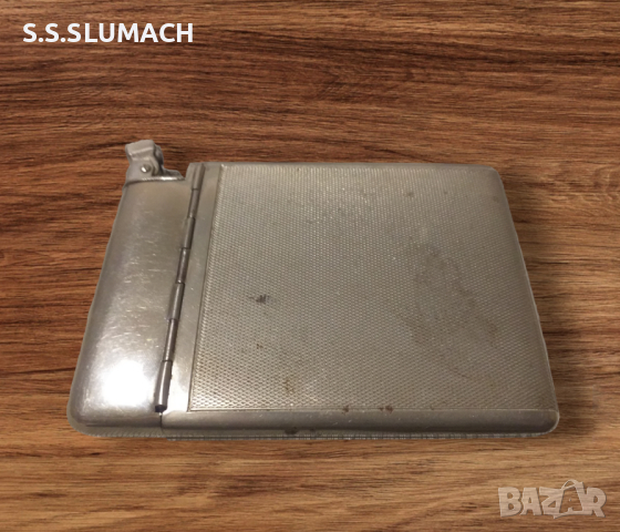 Стара табакера със запалка, снимка 3 - Табакери - 44589835