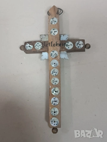 Стар кръст със седеф от Йерусалим , снимка 4 - Антикварни и старинни предмети - 53998061