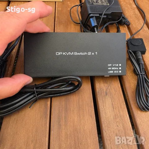 Чисто нов DisplayPort KVM Switch 2x1 (4K@60Hz, USB 2.0) + Бутон, снимка 6 - Суичове - 55979577