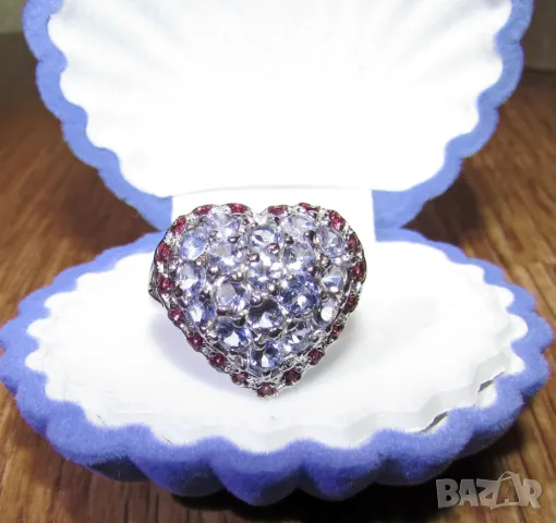 925 сребърен пръстен с танзанит и родолит, тегло 4.72гр. подходящ за подарък, снимка 1