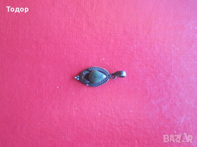 Сребърен медальон висулка с камък 925, снимка 3 - Колиета, медальони, синджири - 29729032