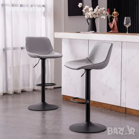 ПРОМОЦИЯ Бар столове с регулируема височина и атрактивен дизайн, к-т от 2бр YOUNIKE YOK-1929-GR-DE, снимка 5 - Столове - 50770438