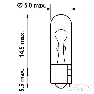 Крушка PHILIPS W1,2W 24V 1,2W W2x4,6D T5 №13516CP, снимка 2 - Аксесоари и консумативи - 51141532