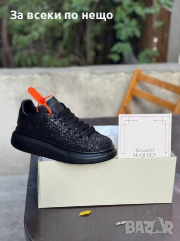 Alexander McQueen Дамски Черни Блестящи Маратонки 👟Дамски Спортни Обувки С Брокат Код P1561