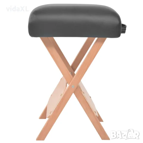 vidaXL Сгъваема масажна кушетка с 3 зони и столче, 10 см пълнеж, черна, снимка 4 - Кушетки - 56146022