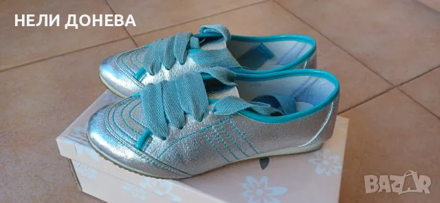 Красиви Маратонки със Сребърна Бляскава кожа ! НОВИ! №36