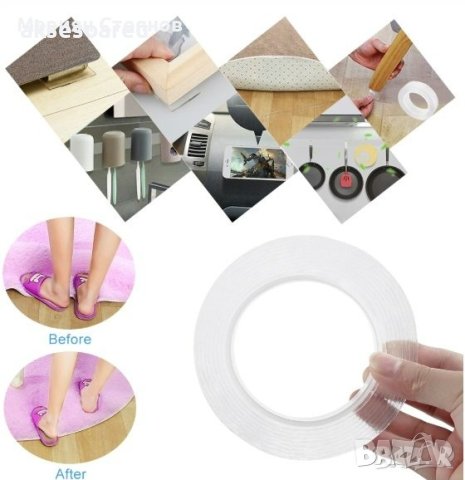 Прозрачна силно лепкава многофункционална двустранна водоустойчива лента за стена за многократна упо, снимка 3 - Други стоки за дома - 42166018