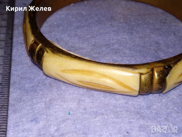 СТАРА БРОНЗОВА ОРИЕНТАЛСКА МАСИВНА ЕТНО ГРИВНА с РОГ / КОСТ МАЙСТОРСКА РАБОТА РЯДКА 37522, снимка 6 - Антикварни и старинни предмети - 40831054