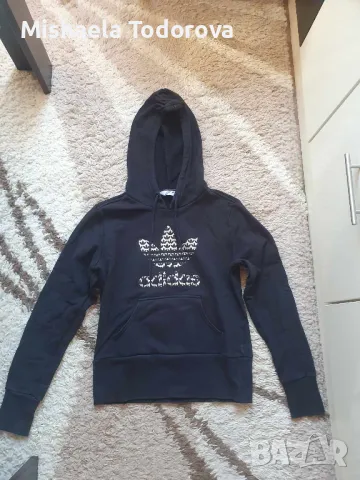 Adidas hoody оригинален суитчър S черен със сребристо, снимка 1