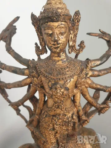 Shiva on Nandi 43см-4кг/стара азиатска/индийска бронзова фигура бог Шива язди бикът Нанди, снимка 4 - Статуетки - 56020322